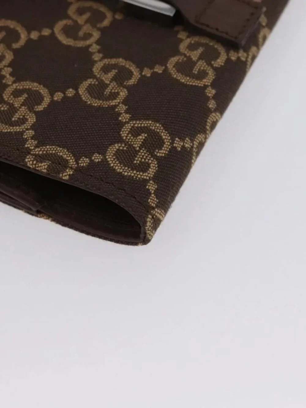 GUCCI GG Canvas Jackie Wallet Brown Silver 035 2773 2131 Auth am10798V